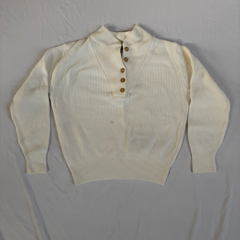 Vintage 70s-80s LL Bean Shawl Collar Cotton Knit Sweater